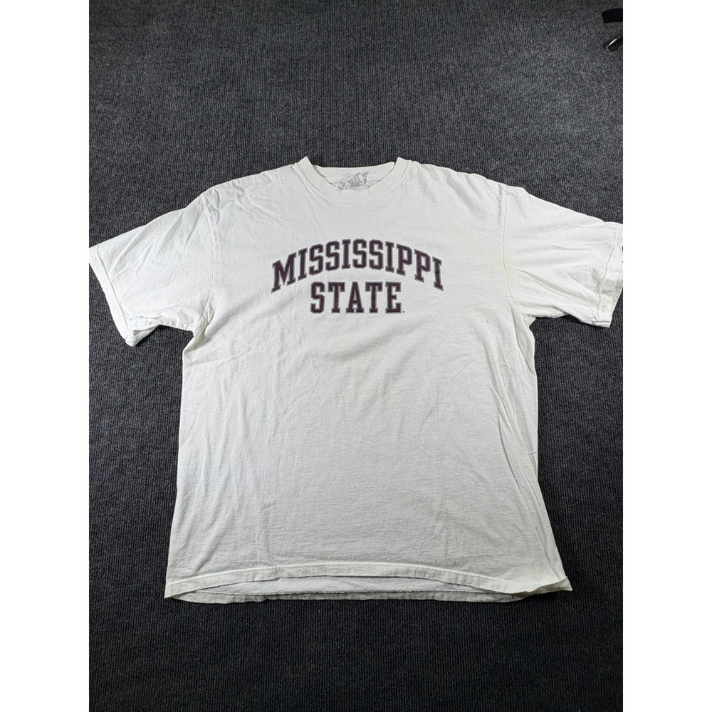 Vintage MJ Soffe Mississippi State Bulldogs T-Shirt‎ XL White Made in USA NCAA